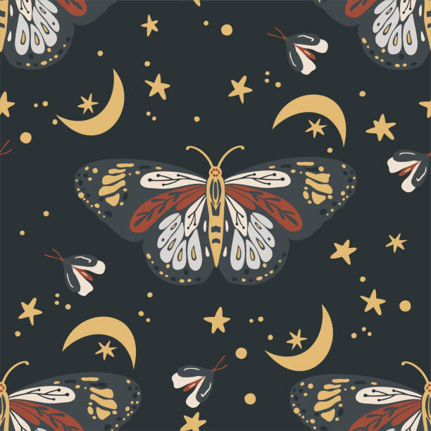 Ilustrace Boho Butterfly Seamless Repeat, trigubova, 40 × 40 cm