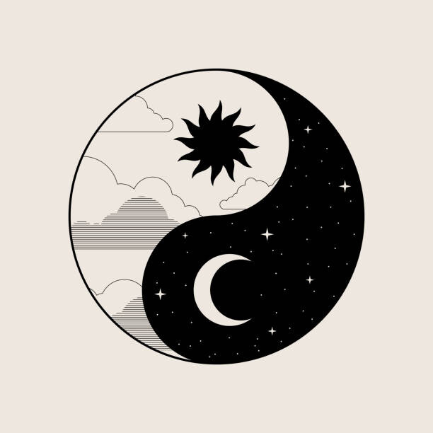 Levně Plakát, Obraz - Day and night icon. Abstract simple, kovalto1, 40 × 40 cm