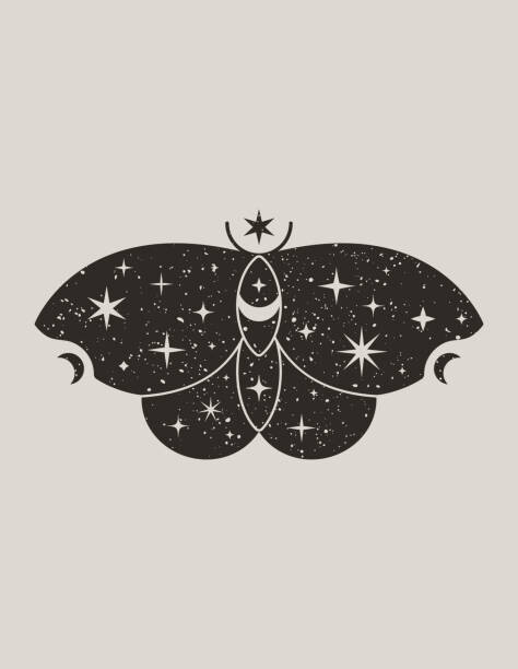 Levně Plakát, Obraz - Mystical Black Butterfly in Trendy Boho, ANASTASIIA DMITRIEVA, 30 × 40 cm