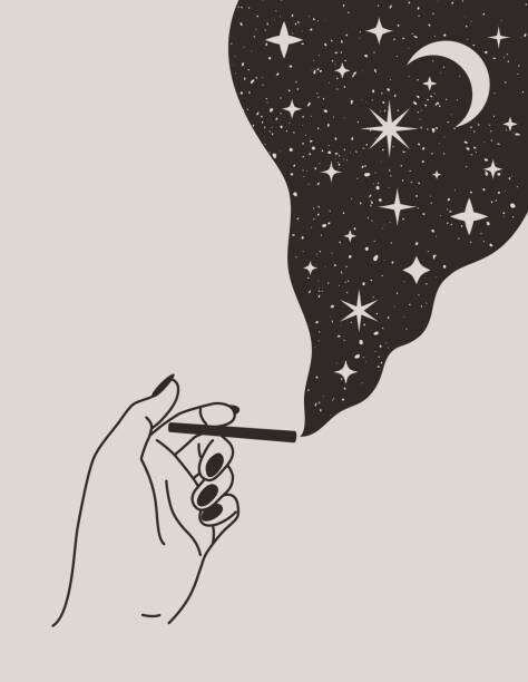 Levně Plakát, Obraz - Mystical Female Hand holding cigarette with, ANASTASIIA DMITRIEVA, 30 × 40 cm