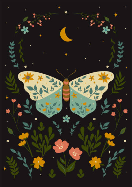 Levně Plakát, Obraz - Postcard with a butterfly in boho, Ekaterina Zirina, 26.7 × 40 cm