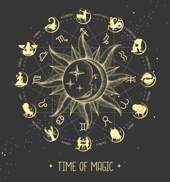 Levně Plakát, Obraz - Modern magic witchcraft Astrology wheel with, Ganna Bozhko, 40 × 40 cm