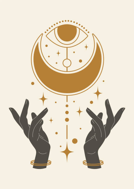 Levně Plakát, Obraz - Hands holding mystic eye and heavenly, Natalya Nepran, 30 × 40 cm
