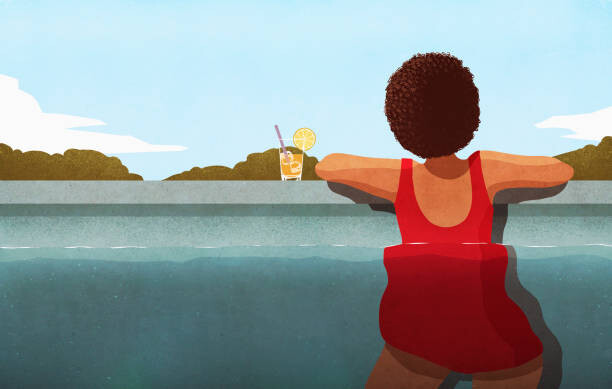 Levně Plakát, Obraz - Woman relaxing in swimming pool with cocktail, Malte Mueller, 40 × 26.7 cm