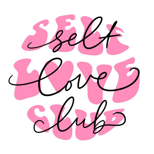 Levně Plakát, Obraz - Trendy groovy slogan of Self love, Olga Burkova, 40 × 40 cm