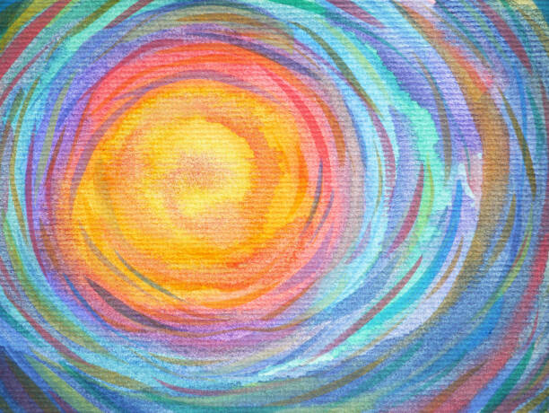 Levně Plakát, Obraz - colorful spiral sun power background watercolor, Benjavisa, 40 × 30 cm