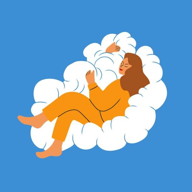 Plakát, Obraz - Woman sleeping on a cloud. Sweet, Sycomore, 40 × 40 cm