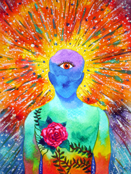 Levně Plakát, Obraz - chakra mind spiritual human yoga third, Benjavisa, 30 × 40 cm
