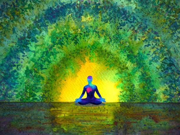 Levně Plakát, Obraz - chakra color human lotus pose yoga, Benjavisa, 40 × 30 cm