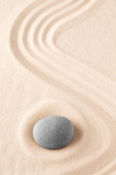 Ilustrace Zen garden meditation stone. Round rock, kikkerdirk, 26.7x40 cm