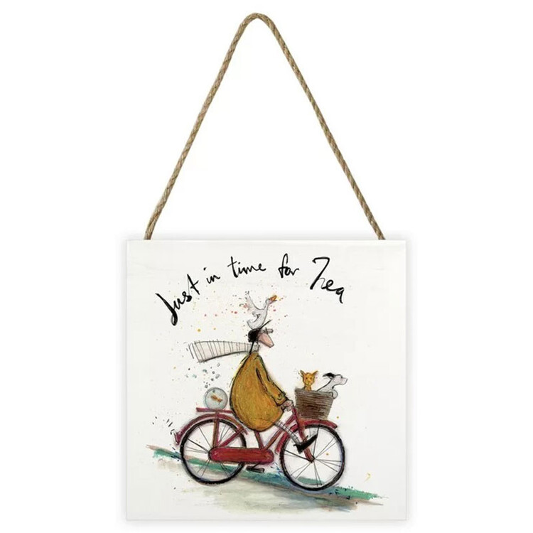 Levně Dřevěný obraz Sam Toft - Just in Time for Tea, 20 × 20 cm