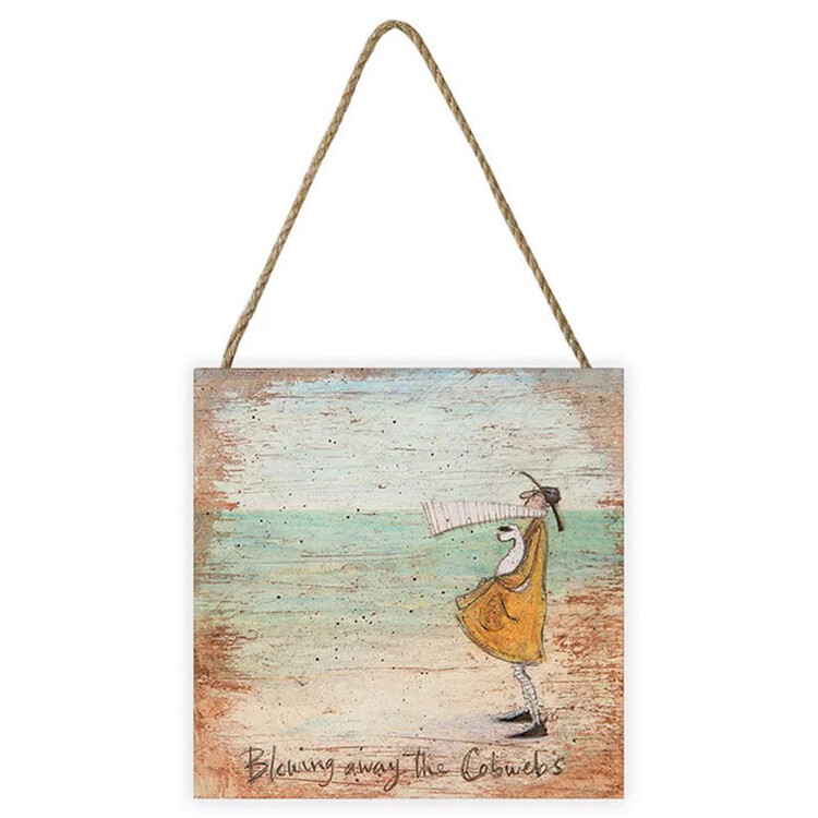 Levně Dřevěný obraz Sam Toft - Blowing away the Cobwebs, 20 × 20 cm