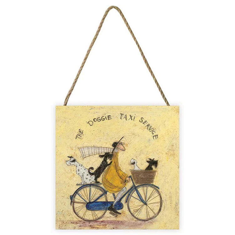 Levně Dřevěný obraz Sam Toft - The Doggie Taxi Service, 20 × 20 cm