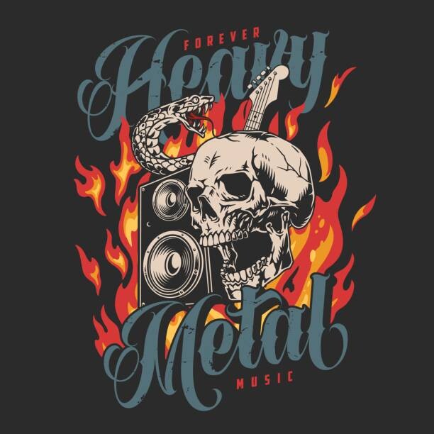 Levně Plakát, Obraz - Heavy metal vintage colorful flyer, IMOGI, 40 × 40 cm