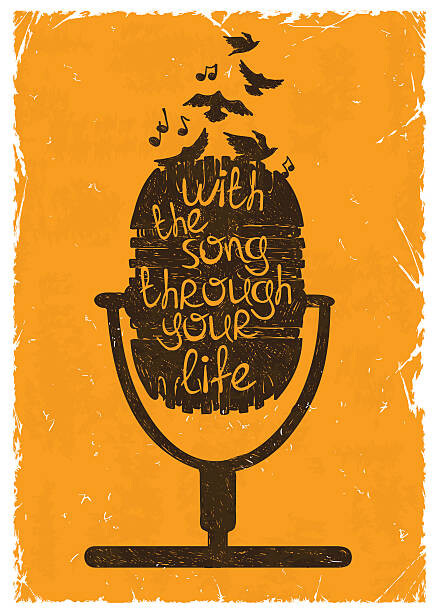 Levně Plakát, Obraz - Retro musical illustration with silhouette of, Annykos, 30 × 40 cm