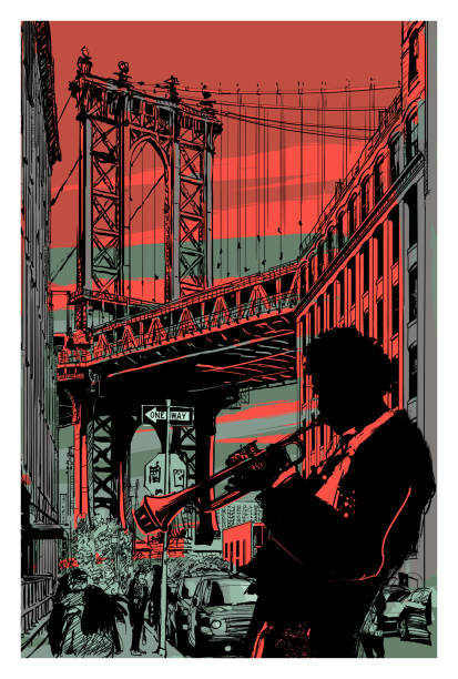 Ilustrace jazz trumpet player in brooklyn, isaxar, 26.7x40 cm