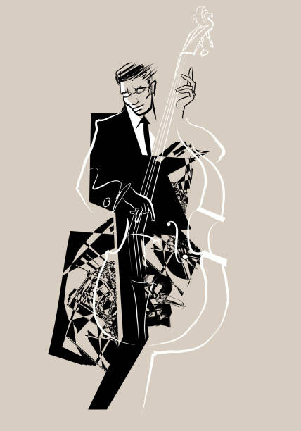 Levně Plakát, Obraz - Double bass player, isaxar, 26.7 × 40 cm