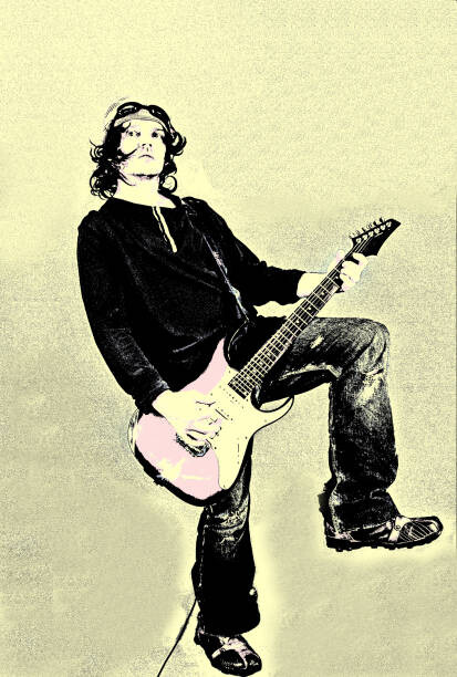 Plakát, Obraz - Cool rock guitarist in a knit, Igor Mishenev, 26.7 × 40 cm