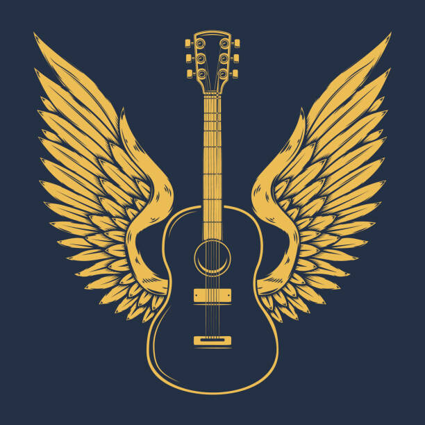 Levně Plakát, Obraz - Illustration of winged rock guitar. Design, ioanmasay, 40 × 40 cm