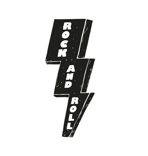 Levně Plakát, Obraz - Rock and Roll lettering on black, Mehmet Şeşen, 40 × 40 cm