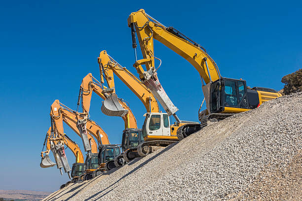 Levně Plakát, Obraz - spectacular group of excavators, tsafreer, 40 × 26.7 cm
