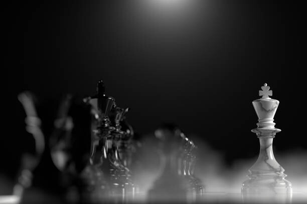 Levně Plakát, Obraz - Chess pieces on a chessboard, Muhammad Owais Khan, 40 × 26.7 cm