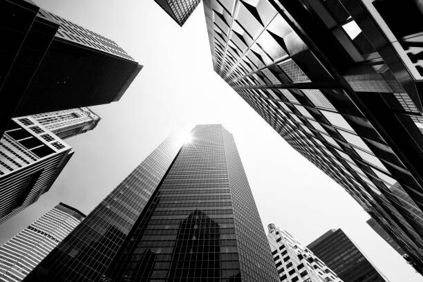 Levně Plakát, Obraz - Skyscrapers from Below, Lower Manhattan., Lisa-Blue, 40 × 26.7 cm