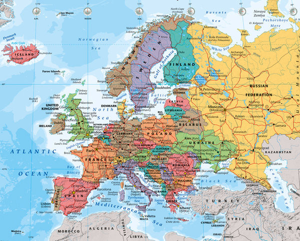 Plakát Mapa Evropy - politická 2014