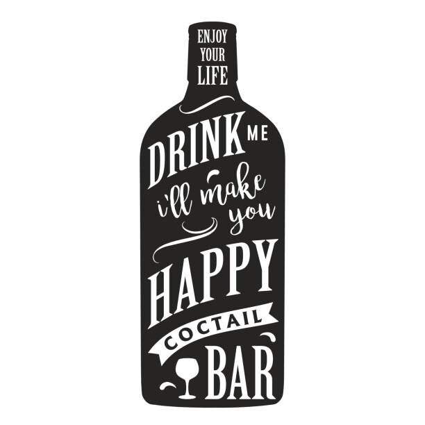 Levně Plakát, Obraz - Alcohol bottle silhouette label monochrome, IMOGI, 40 × 40 cm