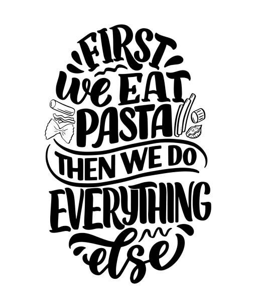 Ilustrace Hand drawn ettering quote about pasta., SvetlanaKutsin, 33.3 × 40 cm