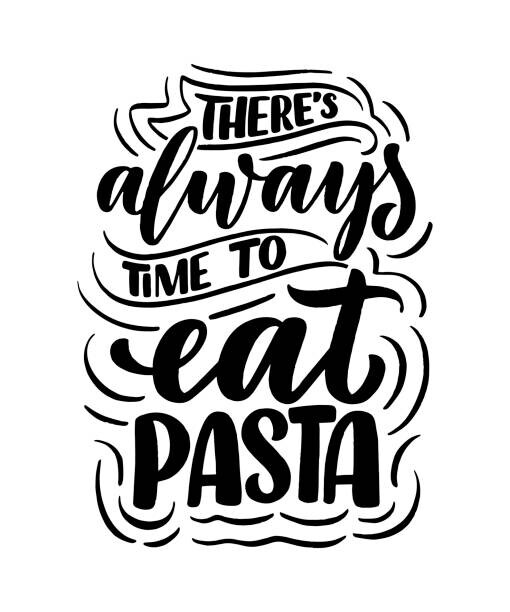 Ilustrace Hand drawn ettering quote about pasta., SvetlanaKutsin, 33.3 × 40 cm