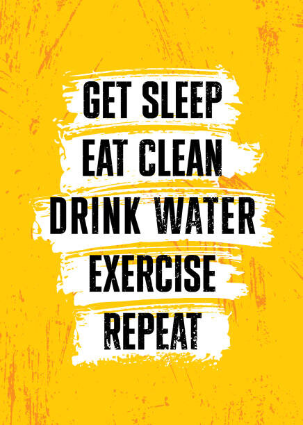 Ilustrace Get Sleep. Eat Clean. Drink Water., subtropica, 30 × 40 cm