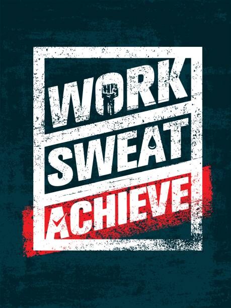 Ilustrace Work. Sweat. Achieve. Workout and Fitness, subtropica, 30 × 40 cm