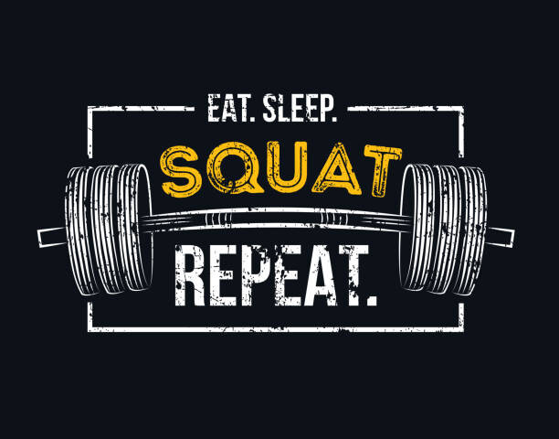 Ilustrace Eat sleep squat repeat. Gym motivational, Mitoria, 40x30 cm