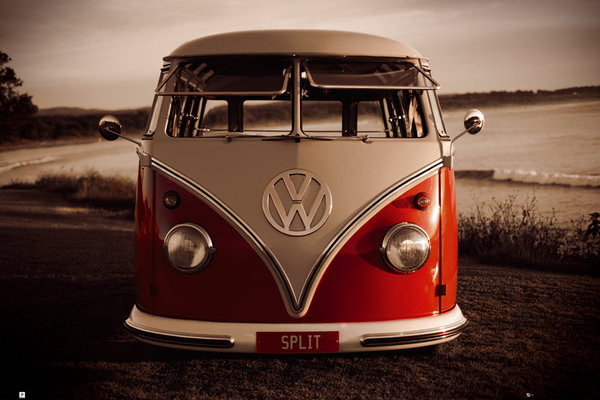 Poster VW Volkswagen - Red kombi