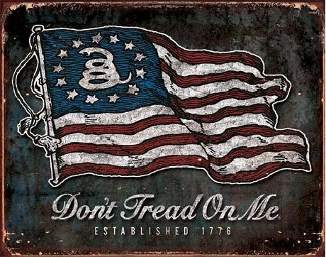 Plechová cedule Don't Tread On Me - Vintage Flag, (40 x 31.5 cm)