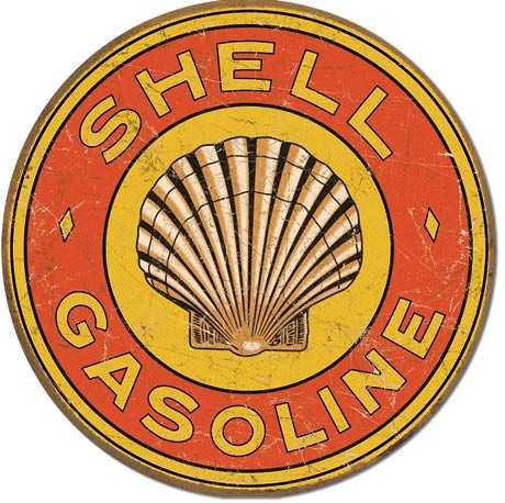 Metallschild SHELL GASOLINE - 1920's Round