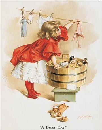 Levně Plechová cedule IVORY SOAP GIRL WASHING, 32 x 41 cm