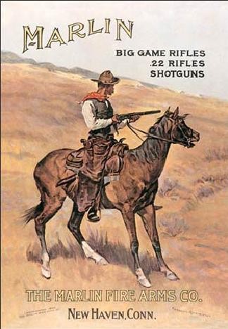 Plechová cedule MARLIN - cowboy on horse