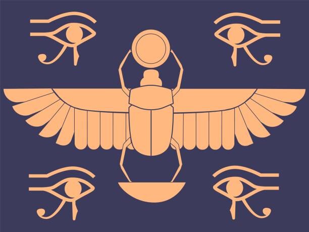 Levně Plakát, Obraz - Egypt symbols. Scarab beetle. Horus eye., SpicyTruffel, 40 × 30 cm
