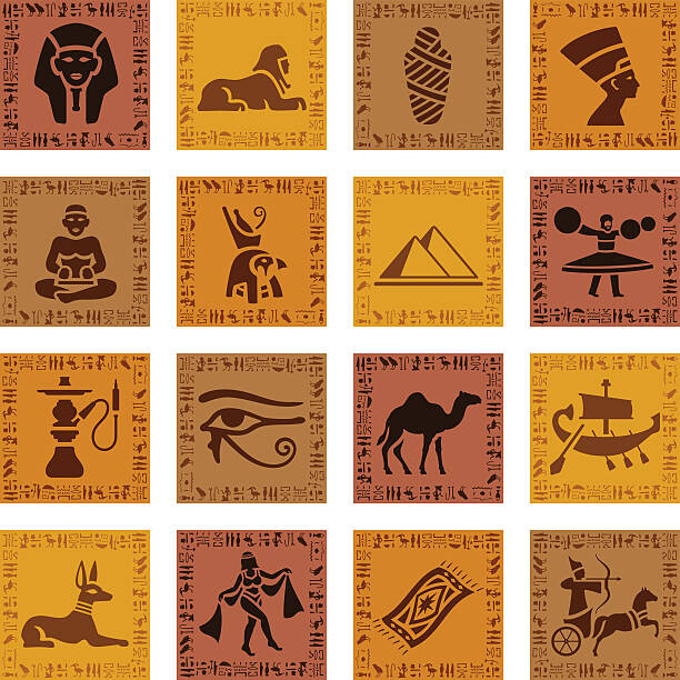 Levně Plakát, Obraz - Egyptian Icon Set, AlonzoDesign, 40 × 40 cm