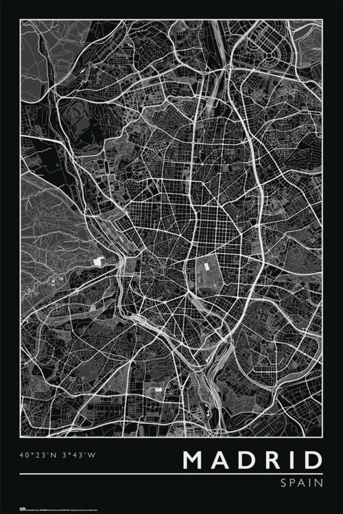 Plakát, Obraz - Madrid - City Map, (61 x 91.5 cm)