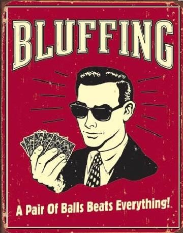 Metallschild BLUFFING - pair of balls