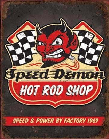 Metallschild SPEED DEMON HOT ROD SHOP