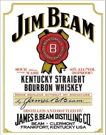 Metallschild JIM BEAM - white label