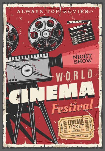 Levně Plakát, Obraz - Cinema festival retro poster, vintage camcorder, seamartini, 26.7 × 40 cm