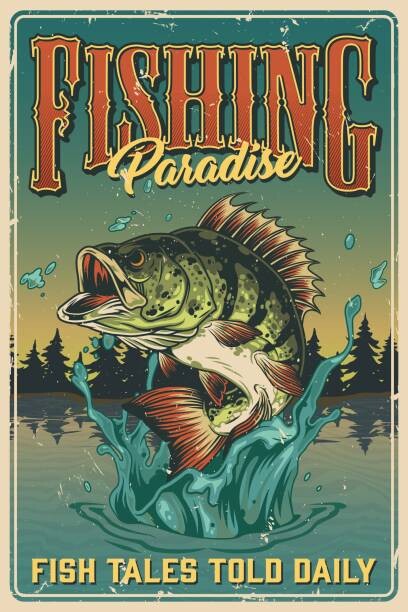 Levně Plakát, Obraz - Fishing vintage colorful poster, IMOGI, 26.7 × 40 cm