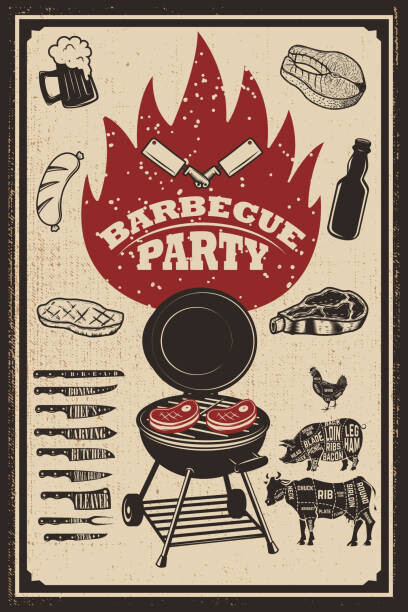Levně Plakát, Obraz - Barbecue party flyer template. Grill, fire,, ioanmasay, 26.7 × 40 cm