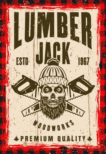 Ilustrace Skull of lumberjack and two crossed, Igor Zhuravel, 26.7 × 40 cm