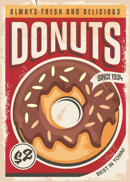 Levně Plakát, Obraz - Donuts promotional retro poster design, lukeruk, 30 × 40 cm